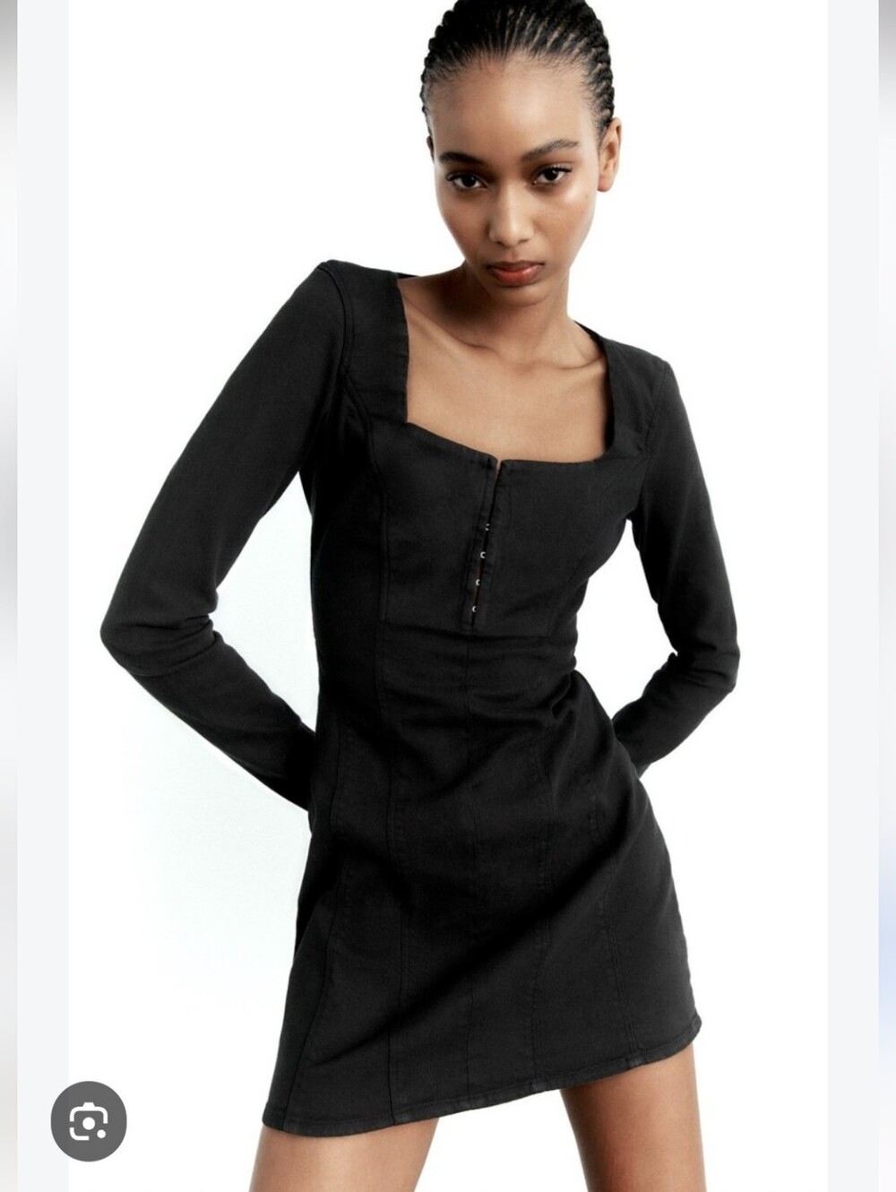 ZARA | black Denim Mini Dress Sz S